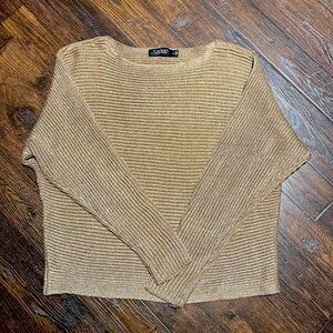 LAUREN Ralph Lauren Metallic Gold ladies sweater, Sz L, EUC